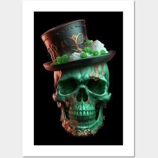 St.patrick day Leprechaun Irish sugar Scull t-shirt Posters and Art